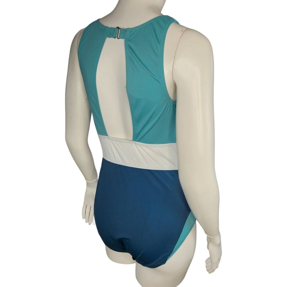 Zuda Colorblocked V-Neck One Piece Womens Swimsuit Teal‎ Blue Size 8 NWOT - Picture 9 of 16